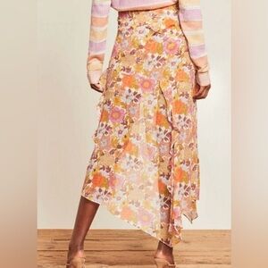 VERONICA BEARD Stone Garden Floral Eleonora Midi Skirt Size Small ***